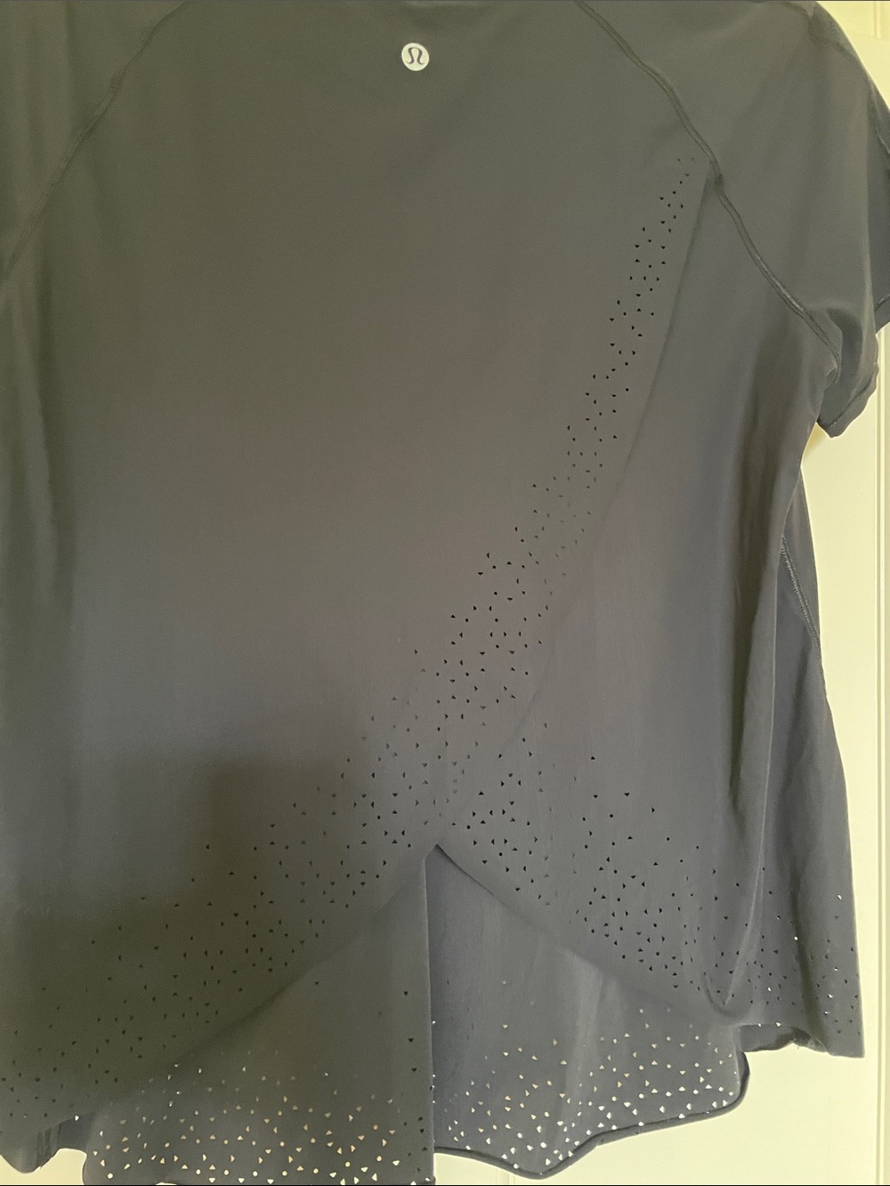 lululemon athletica black Short Sleeve Tee with Lace-Edged Hem - Picture 4 of 5